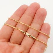 14K Solid Gold Round Figaro Link Chain